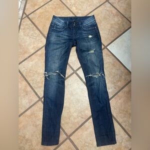 Vigoss Dark Blue Distressed low rise Skinny Jeans